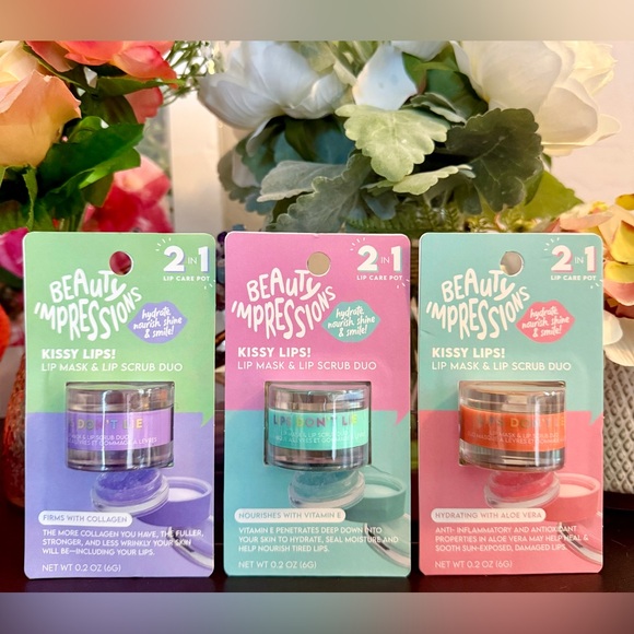 ππͺ· BEAUTY IMPRESSIONS β2 in 1β LIP MASK & LIP SCRUB 3-PIECE COLLECTION. NEW! - Picture 3 of 7